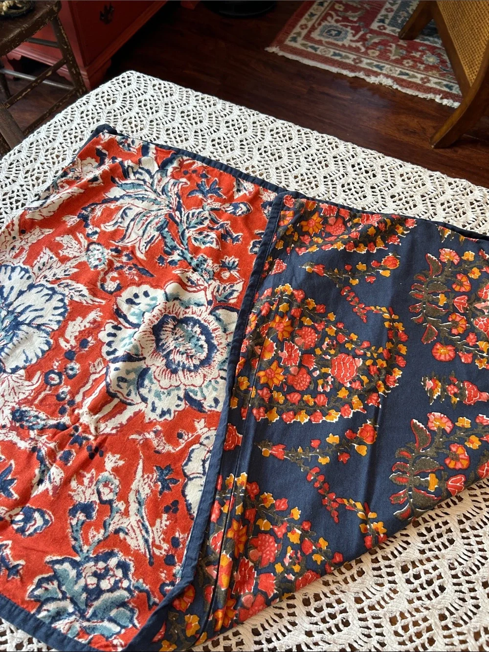 Ralph Lauren Tessa Navy, Red and White Floral Duvet Cover Set